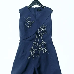 RE Embroidery Playsuit | RE刺繡交叉V領連身褲