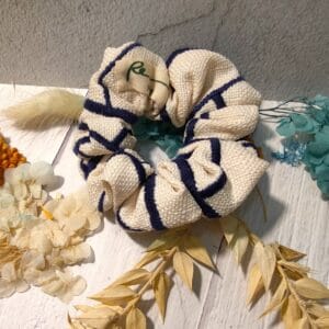 IMG20260804004714-Photoroom Navy Blue Embroidered Cream Scrunchie by RE-:Petite