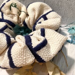 IMG20260804004721-Photoroom Navy Blue Embroidered Cream Scrunchie by RE-:Petite