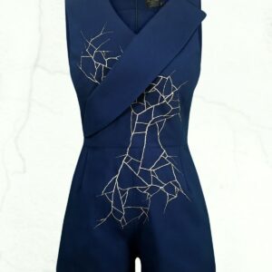 RE Embroidery Playsuit | RE刺繡交叉V領連身褲