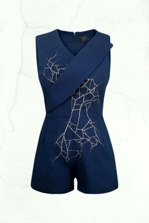 RE Embroidery Playsuit | RE刺繡交叉V領連身褲