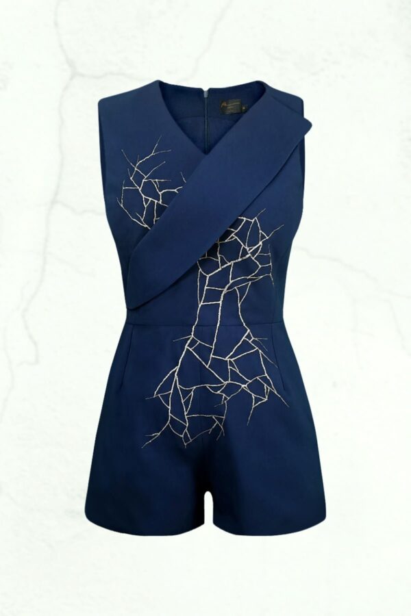 RE Embroidery Playsuit | RE刺繡交叉V領連身褲