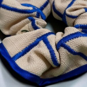 Royal Blue Embroidery Trimmed Scrunchie by RE-:Petite
