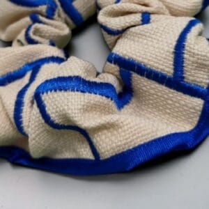 Royal Blue Embroidery Trimmed Scrunchie by RE-:Petite