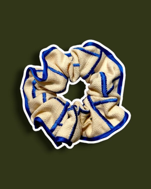Royal Blue Embroidery Trimmed Scrunchie